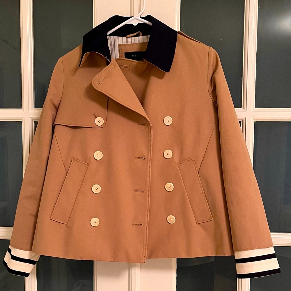 JCrew cropped trench with detachable cuffs